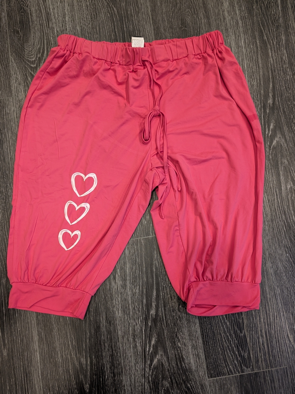 SHEIN Pink Women's Capris with White Heart Detail